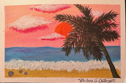 Pink Beach Scene